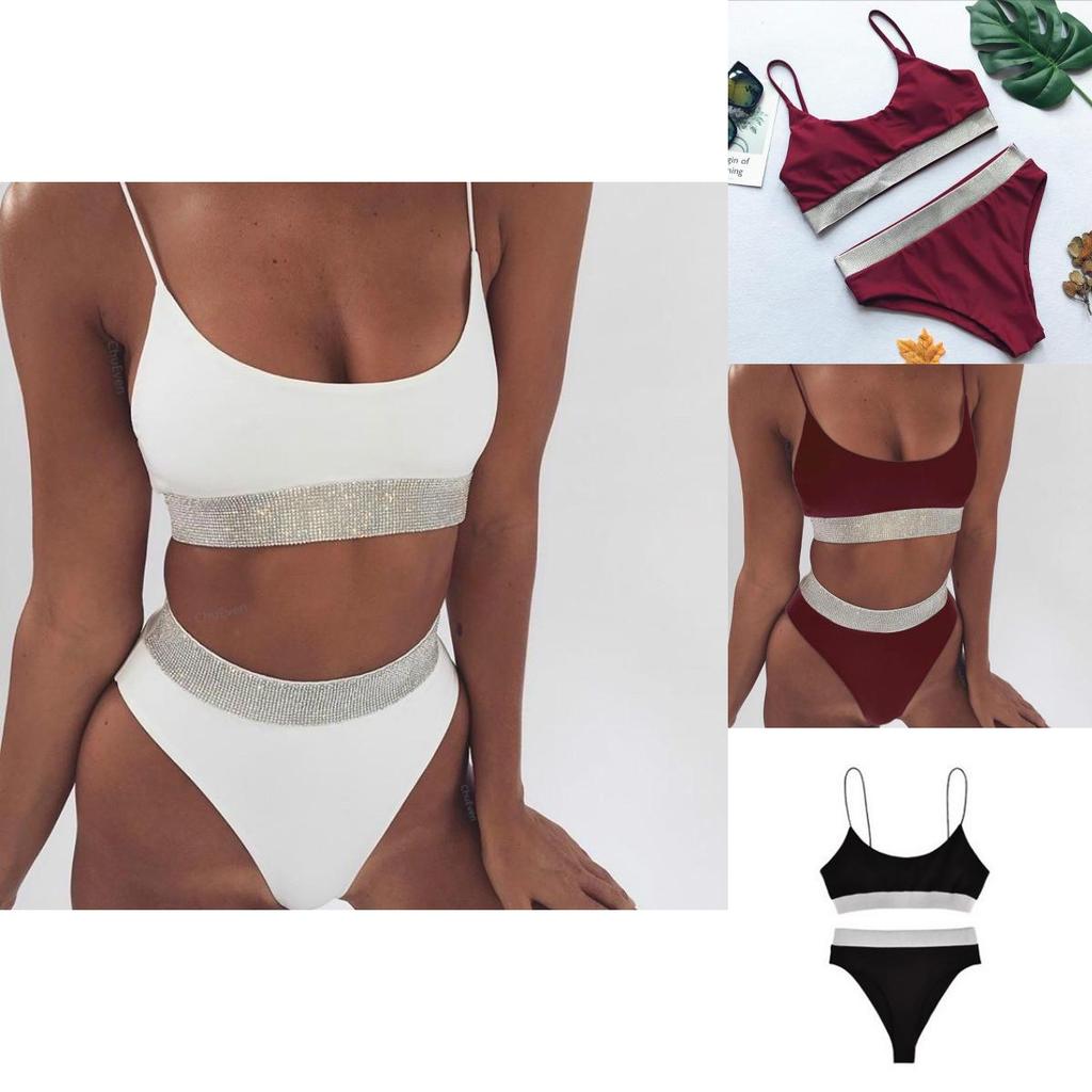 Stunning Sexy Two-piece High Waist Bikini Swimsuit With Sparkling Colorful Sequins