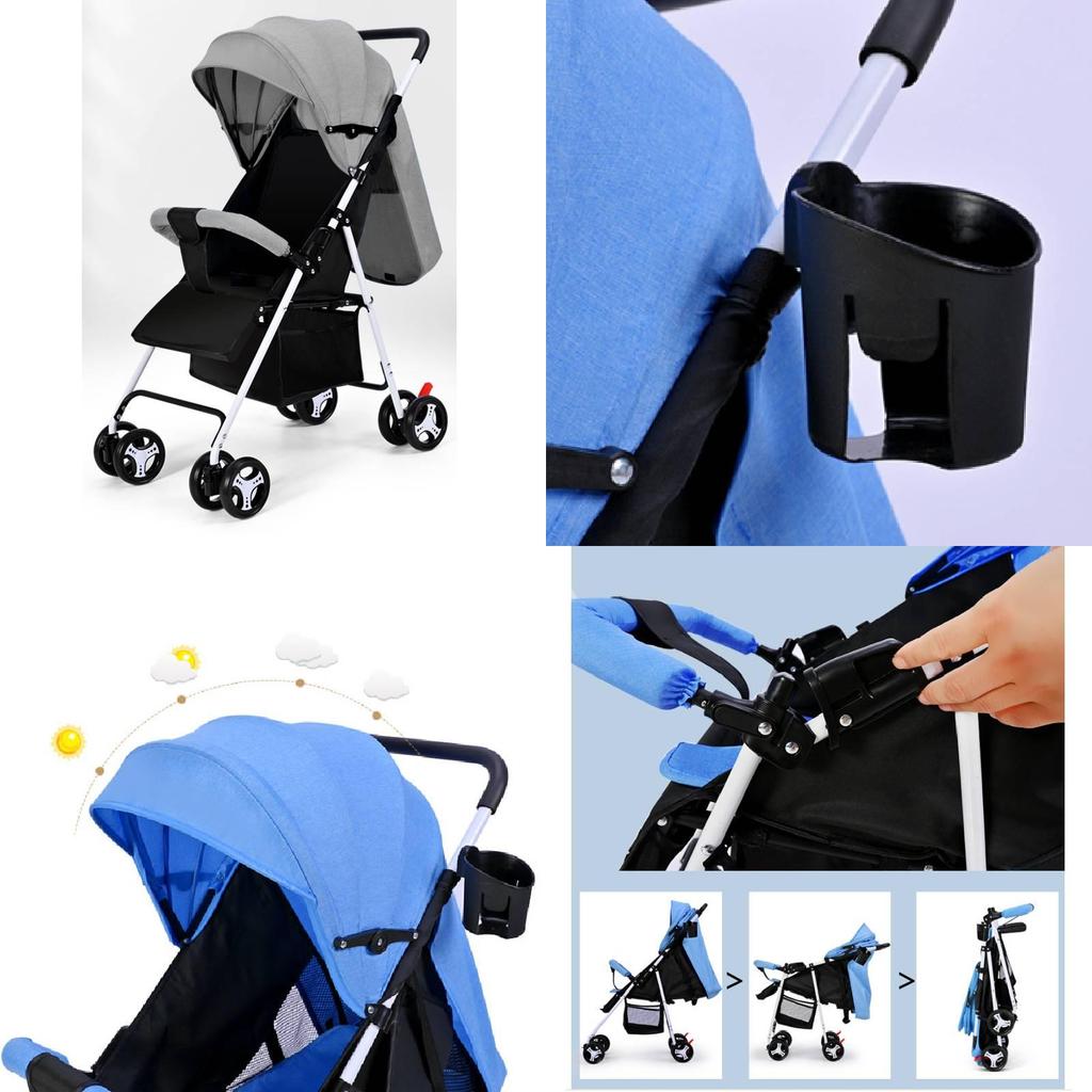 Compact Folding Baby Stroller With Adjustable Backrest Ideal For Infants And Toddlers