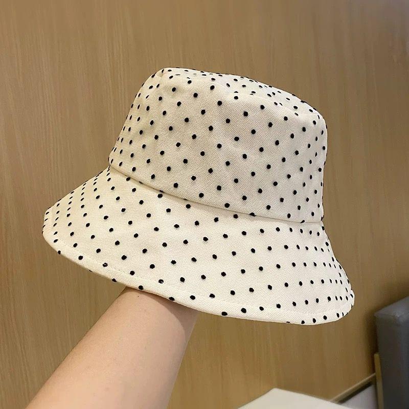 Składany kapelusz typu bucket w kropki damski z filtrem przeciwsłonecznym, podróżny, daszek przeciwsłoneczny, damski kapelusz przeciwsłoneczny