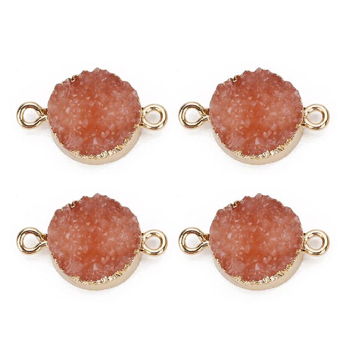 

LOULEUR 5pcs/lot Colorful 13.5mm Faux Druzy Resin Charms Pendant Round Connectors For Women DIY Earrings Jewelry Making Findings помаранчевий