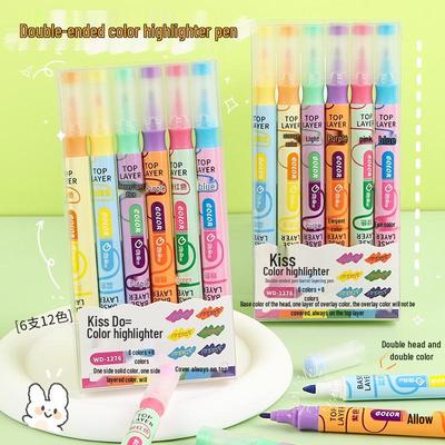Student Fluorescent Highlighter Pen Set - Large Capacity, Angled Tip, Multi-Color Layering