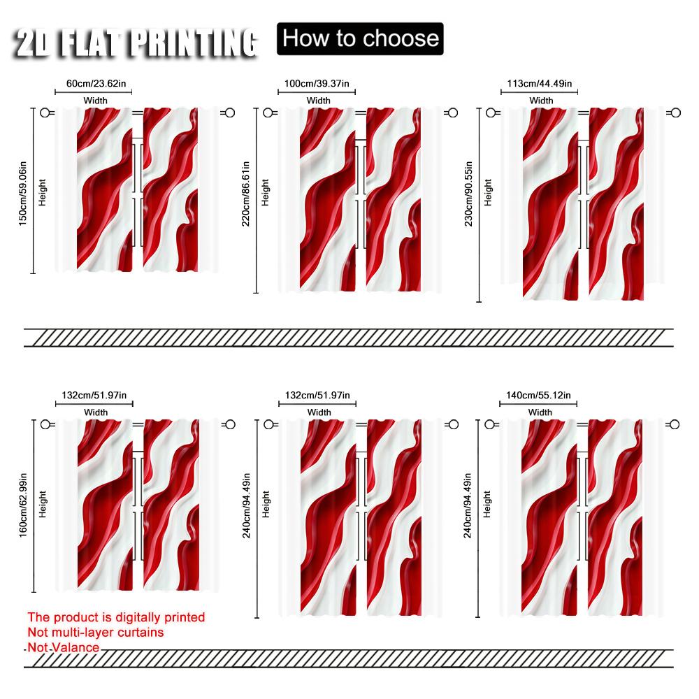 2pc    Window Drapes red Striped Versatile Polyester  Without Electricity Festive Backdrops Use for Holiday Portraits and