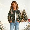 Cardigan Natalizio con Bottoni e Stampa Natalizia per Bambina, per Outfit Festivi e Uso Quotidiano