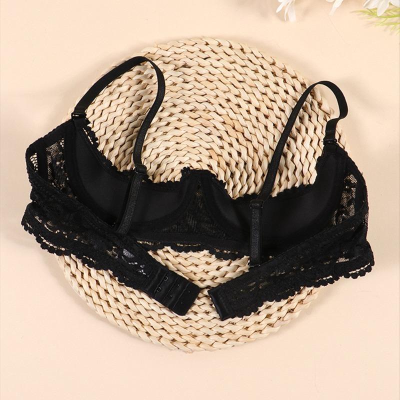 Sexy Lingerie Sets Black Lace Crotchless Bra G-String Set 5-Piece Erotic Costumes Cutout Bra Open Cup Bra Hollow Out Underwear