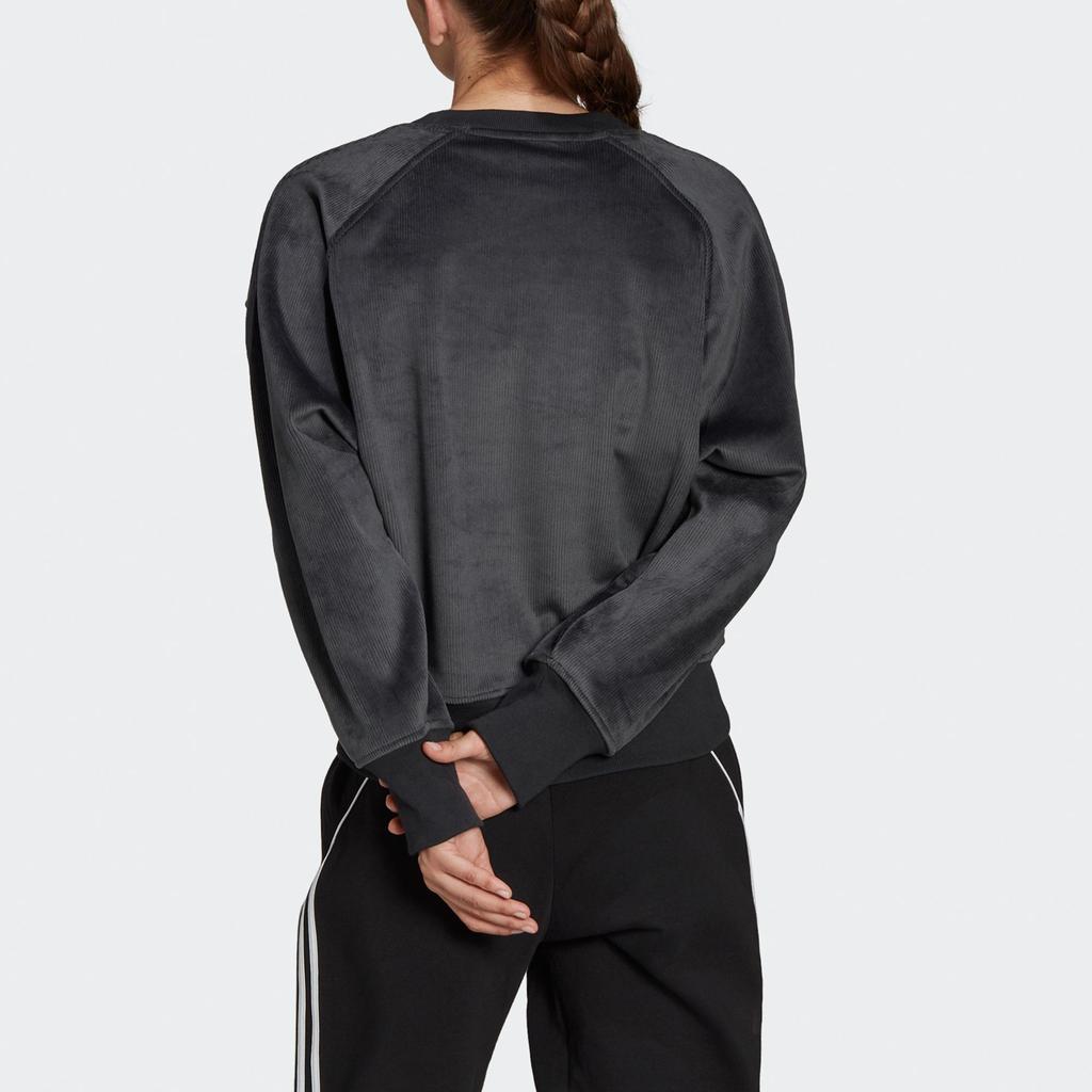adidas Pull-over de sport texturé en velours côtelé pour femme, hauts noirs H31102