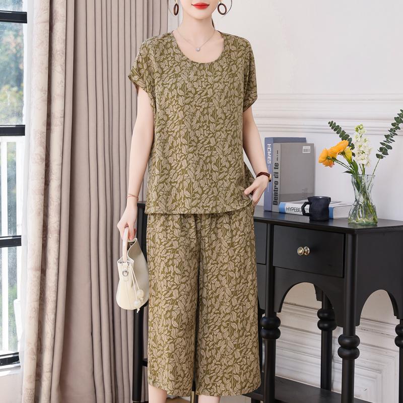 Elegant Women's Pants Sets Summer Vintage Clothes Casual Plus Size 2 Piece Sets