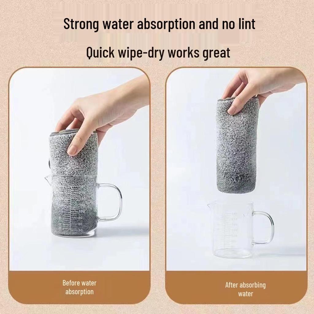 Thick Bamboo Charcoal Kitchen Rag: Lint-Free, Non-Stick, Oil-Resistant, Strong Absorption, Stain-Removal Scouring Pad
