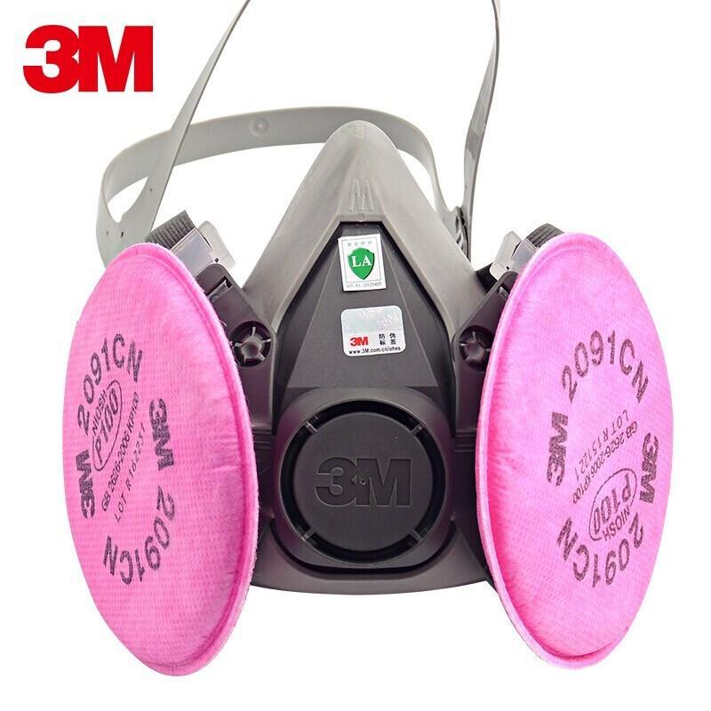 3M Kit Respiratore a Maschera Semifacciale 6200 con Filtri 2091 P100