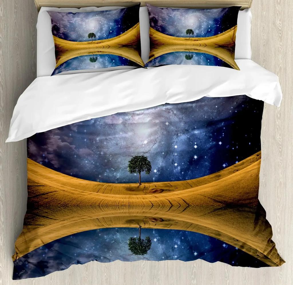 Sky Space Night Time Universe Stars And Nebulas Distant Parts Of Galaxy Comfortable Duvet Quilt Cover Pillowcase Bedding Set