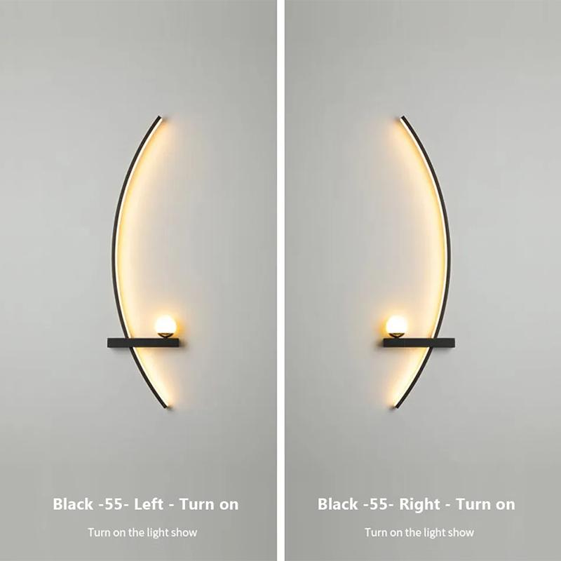 Modern LED Wall Lamp Minimalist Stripe Wall Sconce Black Gold Decorative For Bedroom Bedside Study Home Indoor Lighting Lusters