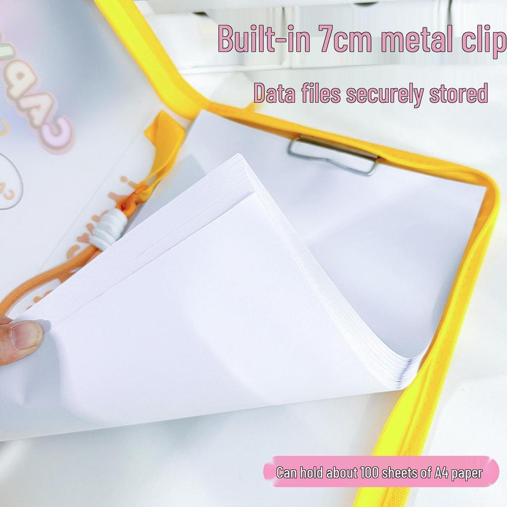 A4 Cartoon Capybara Zipper Bag - Large Capacity Transparent Storage Folder for Students