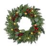Norfolk Pine & Red Berry Cedar Cypress Wreath for Festive Door or Window Decoration