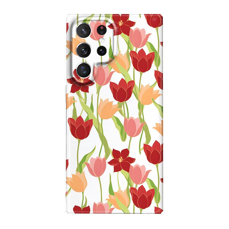 Color Tulip Flower Suitable for Samsung S24 Mobile Phone Case A55 Ultra-thin Film Mobile Phone Case S25u Hard Case