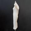 Women's Plus Size Halter Bow Backless Evening Gown - Sleeveless, High Waist, Slimming Dress