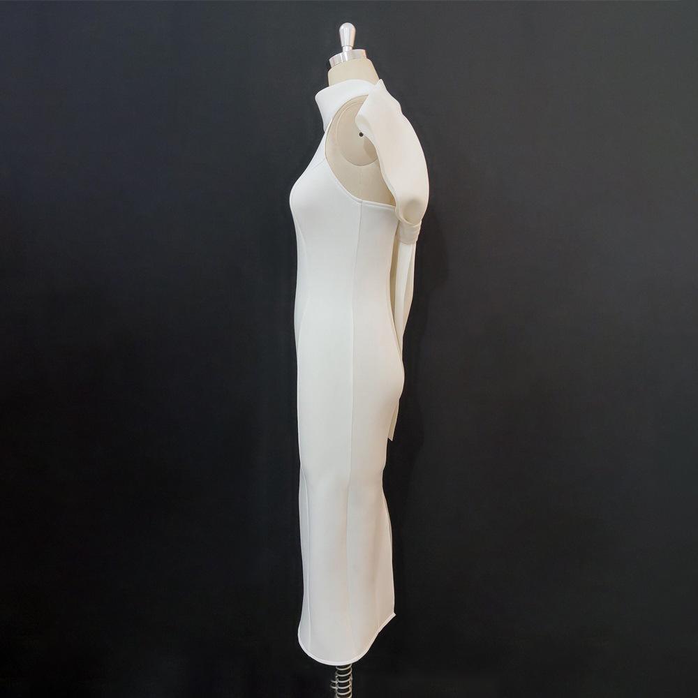Women's Plus Size Halter Bow Backless Evening Gown - Sleeveless, High Waist, Slimming Dress