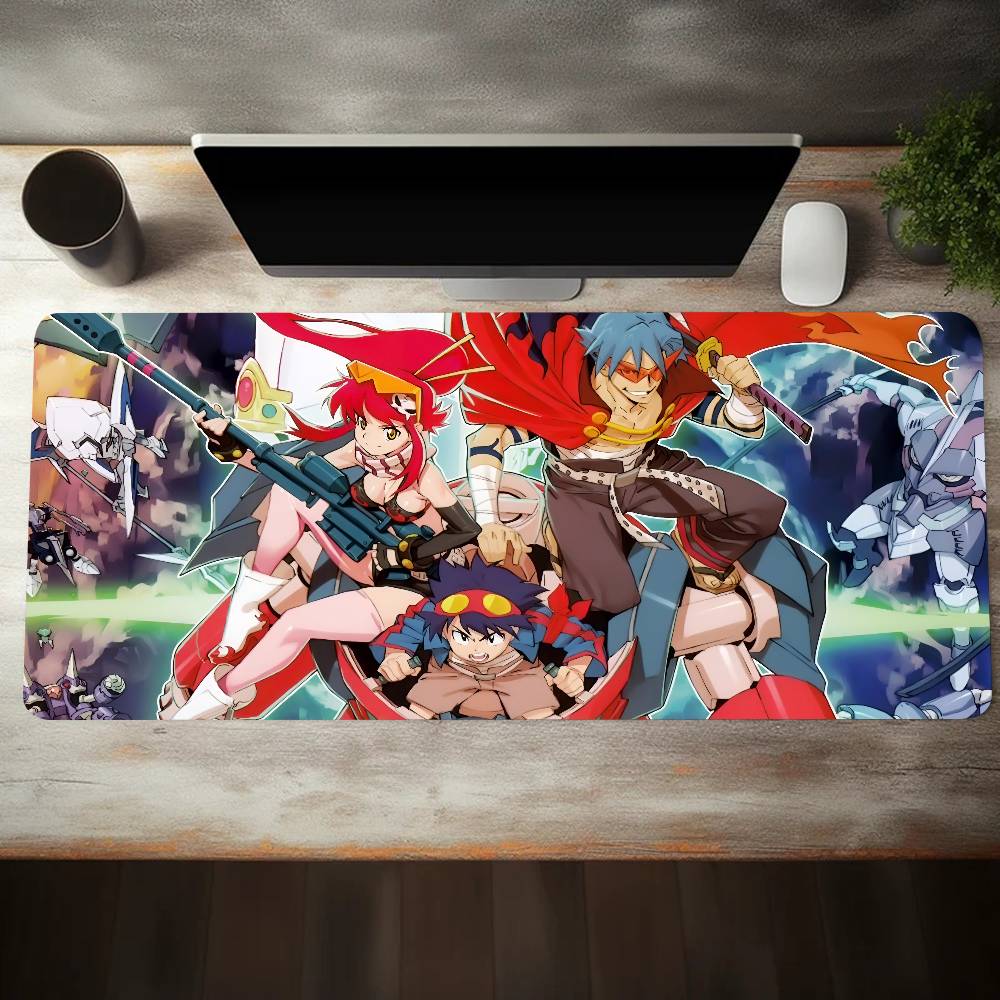 Anime Gurren Lagann Mouse Pad Large Gaming Keyboard Mat LockEdge Rubber Computer Office Accessories