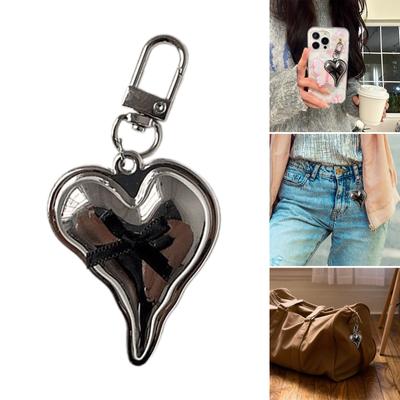 Liebe Herzförmiger Schlüsselanhänger Anhänger Silber Robuster Legierung Schlüsselring mit Imitationsperlen zur Taschen Dekoration