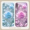 Ice crystal-colored roses For Samsung A01 02 03 Core 04 05 06 10 12 13 14 5G 15 16 M02 12 Note 8 9 10 20 glass Ultra phone case