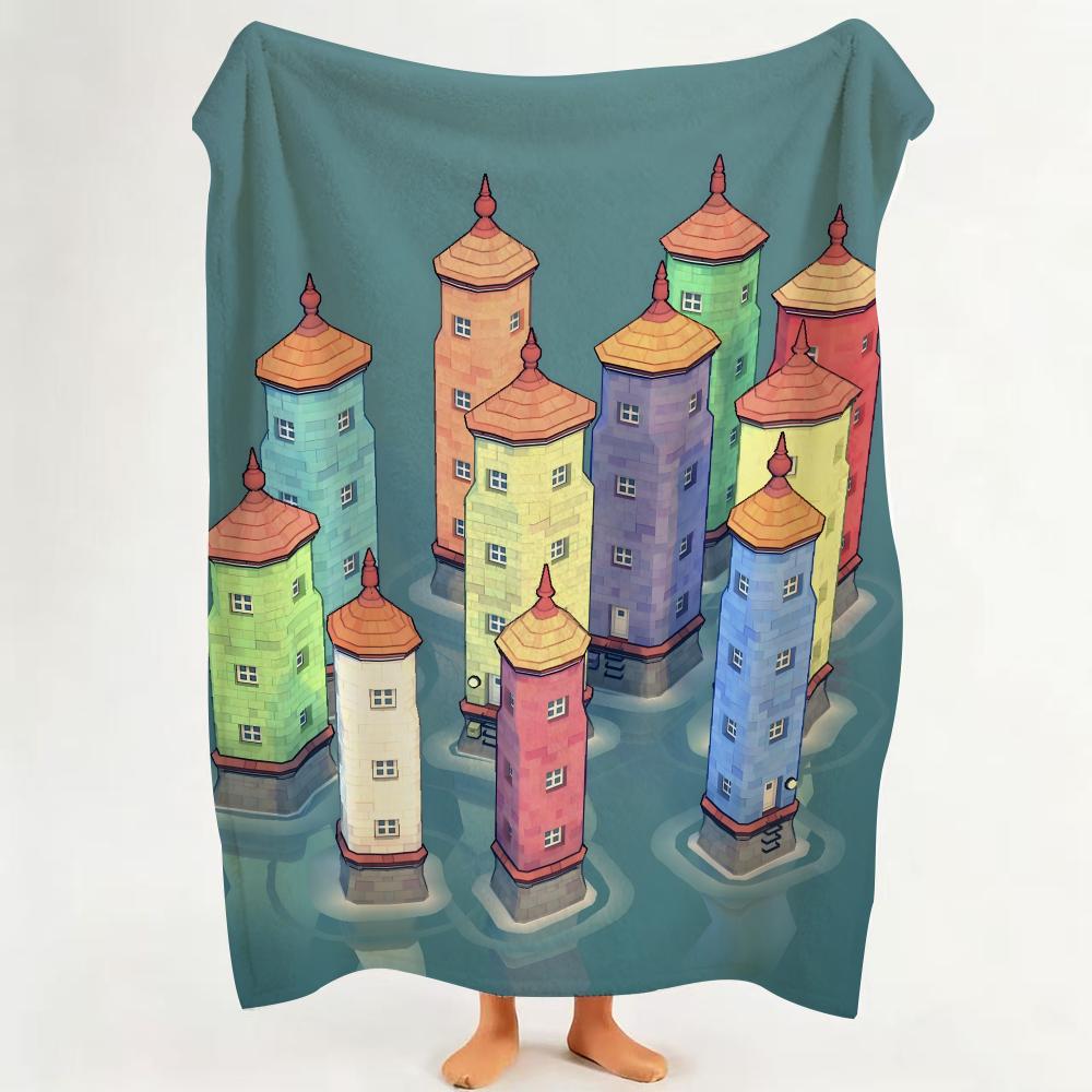 

Game T Townscaper Throw Flannel Throw Blanket Suitable for Sofa Living Room Bedroom 75cmx90cm