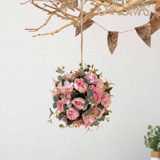 Portable Lightweight Fashion Versatile Reusable Artificial Rose Flower Ball Hanging Flower Ball