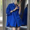 Lockeres Sommerhemd Koreanischer Stil Sonnenschutz Reine Farbe Lässige Bluse für Damen Premium Layering