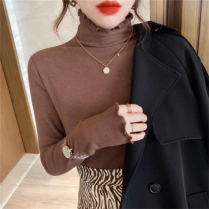 

Women s Double-Sided Fleece High-Neck T-Shirt: Versatile, Warm Casual Top L кавовий