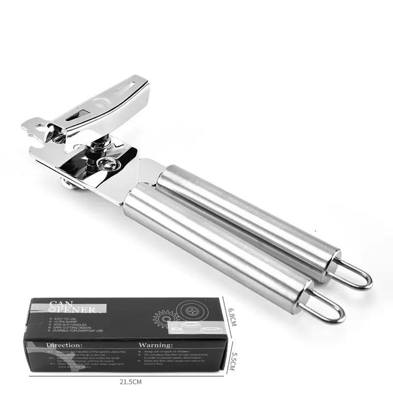 Manuell boksåpner med komfortabelt håndtak flaskeåpner, multifunksjonell håndholdt boksåpner i rustfritt stål