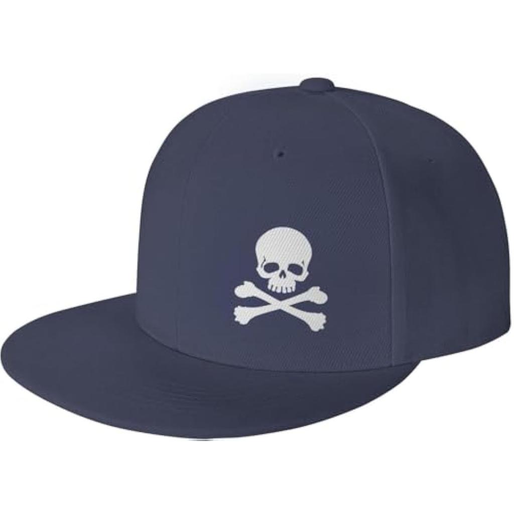Pirate Skull And Crossbones Flat Brim Cap Polyester Outdoor Adult Baseball Snapback Hat