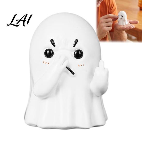 Personalized Birthday Present Middle Finger Ghost Statue Funny Holding Nose Resin Figurine Novelty Halloween Bathroom Decoration for Toilet