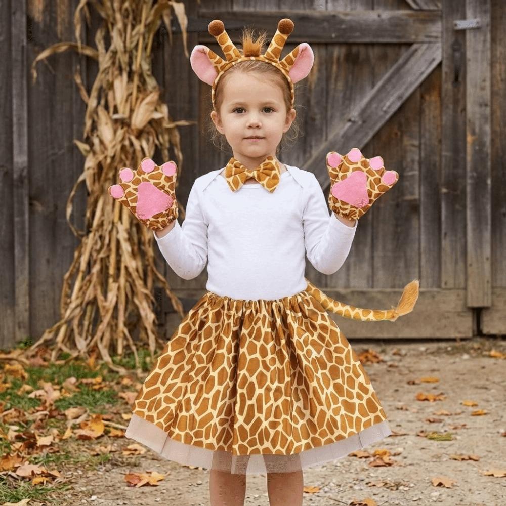 Giraffe Skirt Headband Bow Children Short Dress Themed Carnival Event