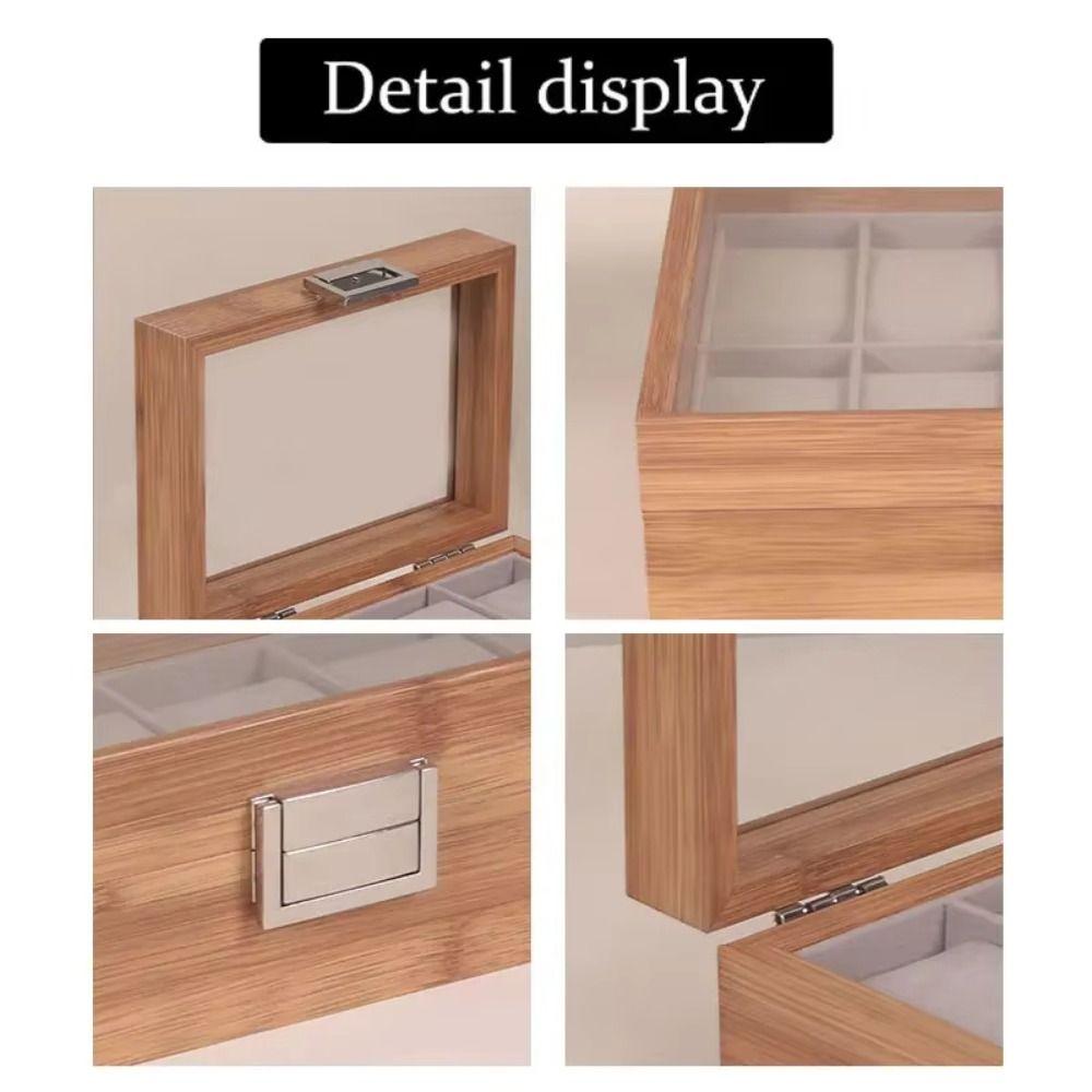 3/6grids Watch Storage Box Transparent Lid Wooden Watch Box Watch Storage Case  Birthday Gifts