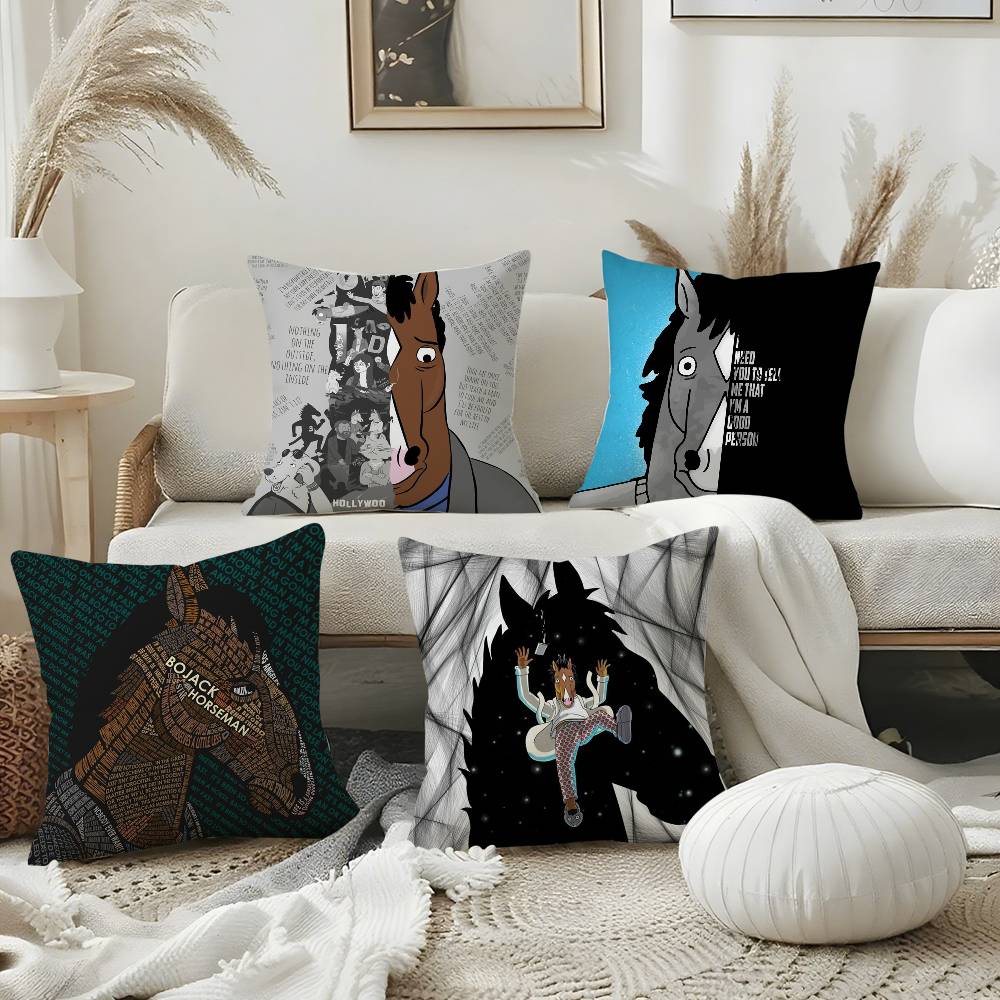 B-Bojack Horseman Pillow Case Home Dorm Chair Back Short Plush Double-Sided Printing Office Nap Time Cushion Cover