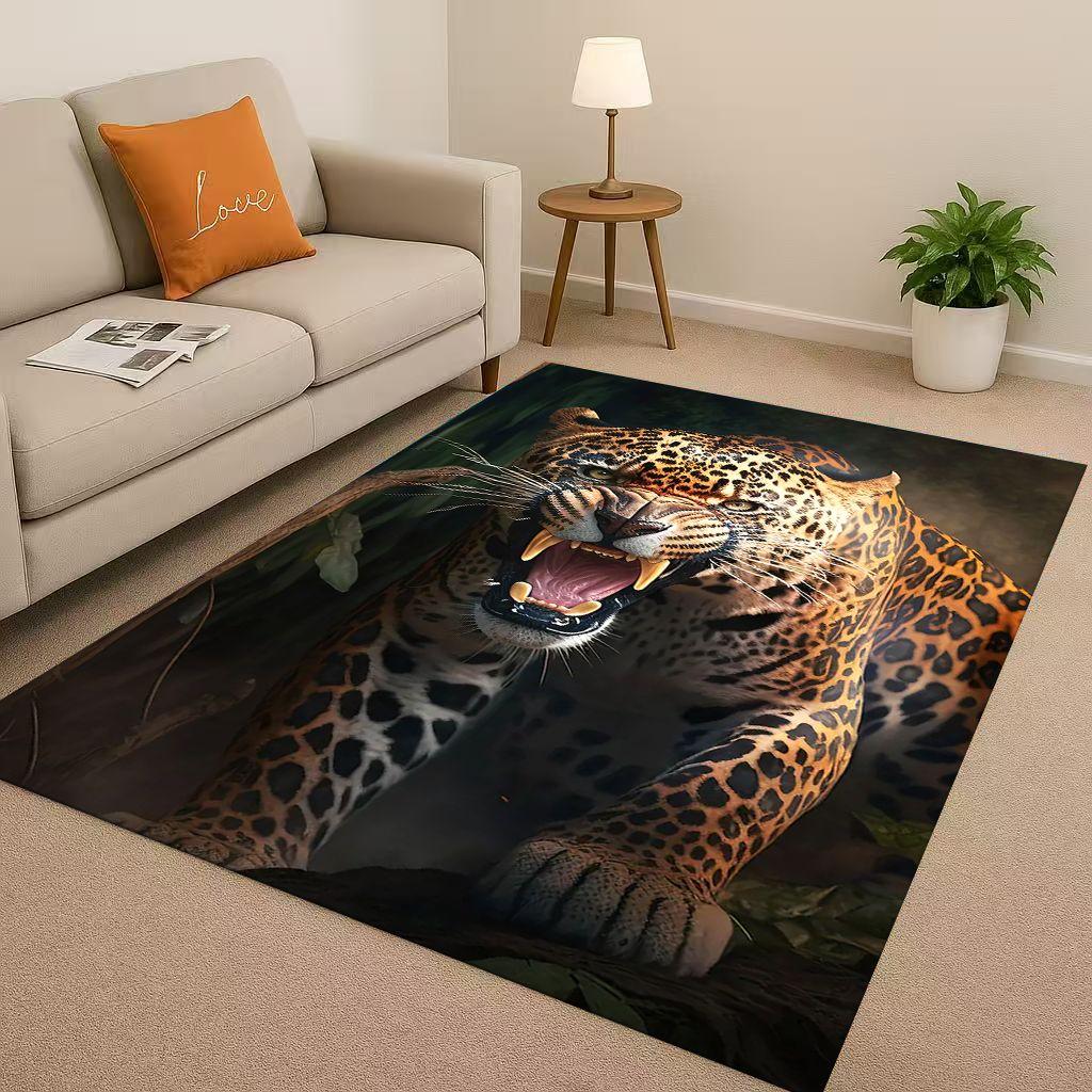 3D Cheetah Leopard Beast Living Room Non Slip Area Rug Soft Carpet for Bedroom Playroom and Sofa ,Easy Clean Home Decor Doormat