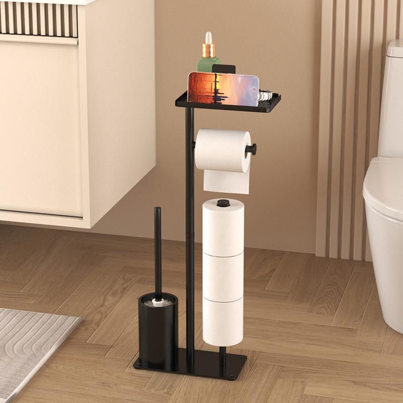 Porta salviette da terra Portarotolo di carta igienica verticale mobile Portaspazzolino da WC senza chiodi Porta rotolo Bagno