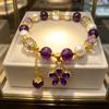 Amethyst Retro Tulip Pendant Bracelet - Natural Crystal Friendship Jewelry