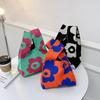 Japanese Art Canvas Handbag Large Capacity Geometric Pattern Shoulder Bag Women's Trendy Versatile Casual Knot Purse & Wrist Bag