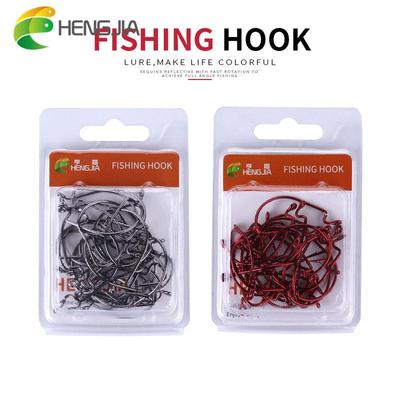 HENGJIA 30PCS/lot Red/Silver Fishing Hook with 5 Different Weight Feather Fishing Tackle High Carbon Steel Hooks Accessories