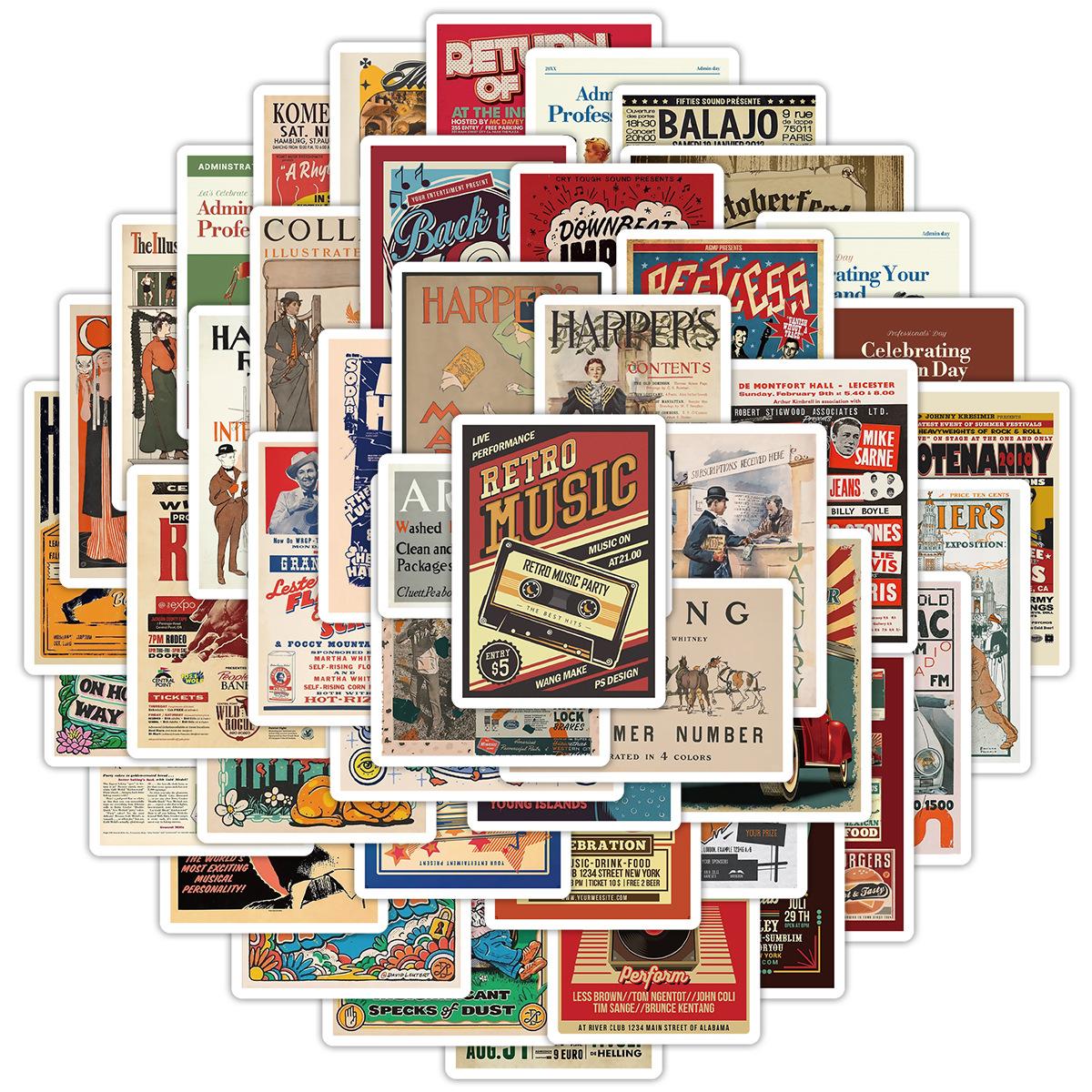 

50 Американских Ретро Постеров Граффити Наклейки Мобильный Телефон Компьютер Водонепроницаемые Декоративные Наклейки Креативные Наклейки-Постеры