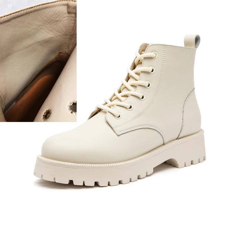 

Ботинки Marton женские британский стиль зимние новые натуральная кожа женские ботинки челси на шнуровке толстая подошва меховые женские ботильоны 42