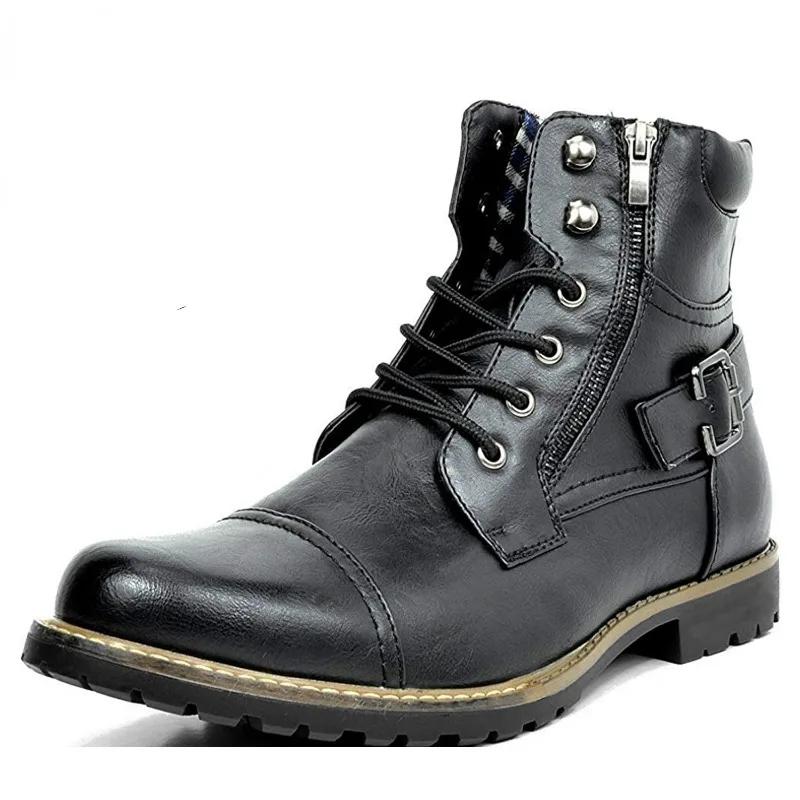 Fashion High-quality Men's Leather Boots Comfortable Non-slip Mens Boots Outdoor Wear-resistant Male Motorcycle Boot Botas Para Hombre