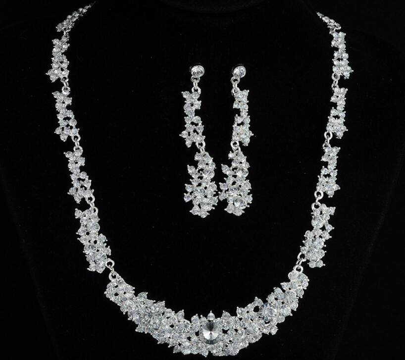 Alloy Bridal Necklace & Earrings Set - Cross-Border Bridal Accessory
