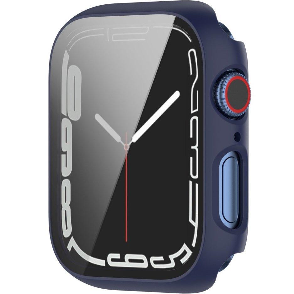 2in1 Case + Tempered Glass for Apple Watch 7/8/9 45MM, Navy Blue
