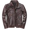 New retro cowhide pattern jacket retro and old leather jacket men's stand-up collar locomotive clothing short slim jacket jacket trendy
