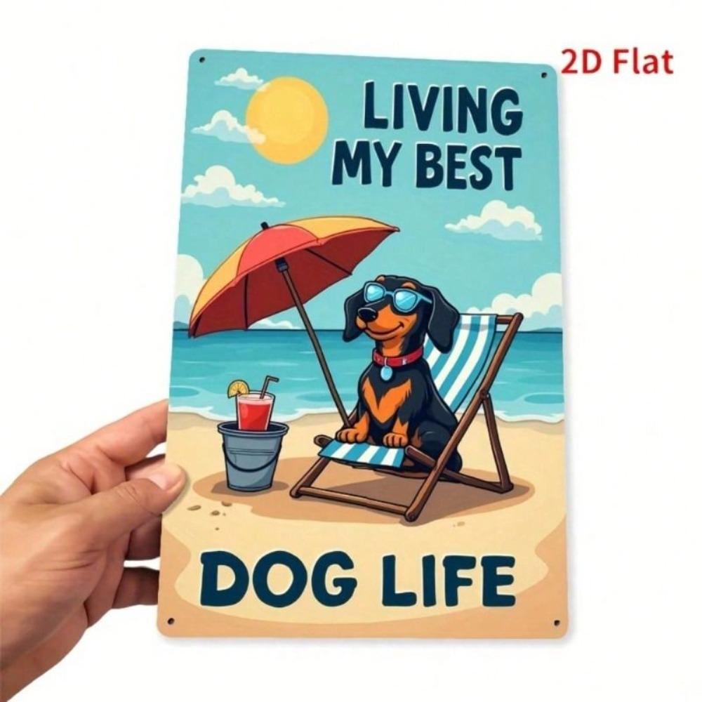 Retro Tin Sign Dachshund Dog with Bucket Vintage Wall Decor Bar Home 30x20cm