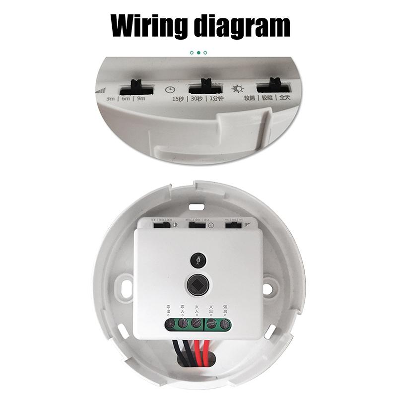 Ac/Dc24-265V Pir Motion Sensor Light Switch Human Body Infrared Detector Ceiling Mounted 360 Degree Detecting Range