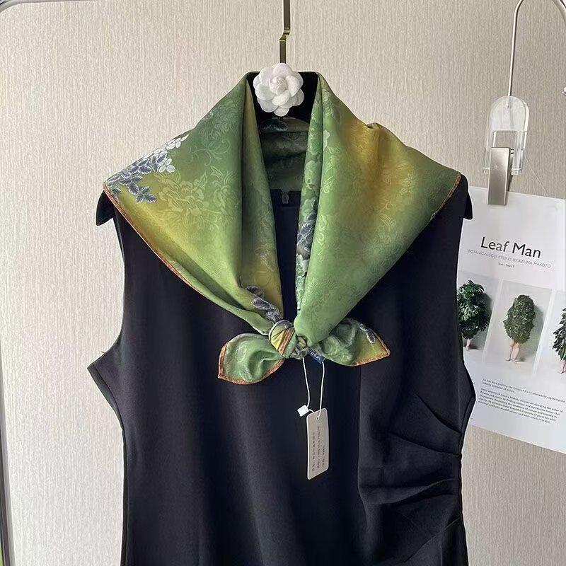 Flower Dill 70 * 70 New Chinese Suhang Small Square Scarf High-End Silk Scarf Women'S Double-Sided Spring And Summer Shawl Scarf