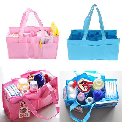 Mother Diapers Bag Travel Outdoor Portable Nappy Storage Tote Bag Blue & Pink
