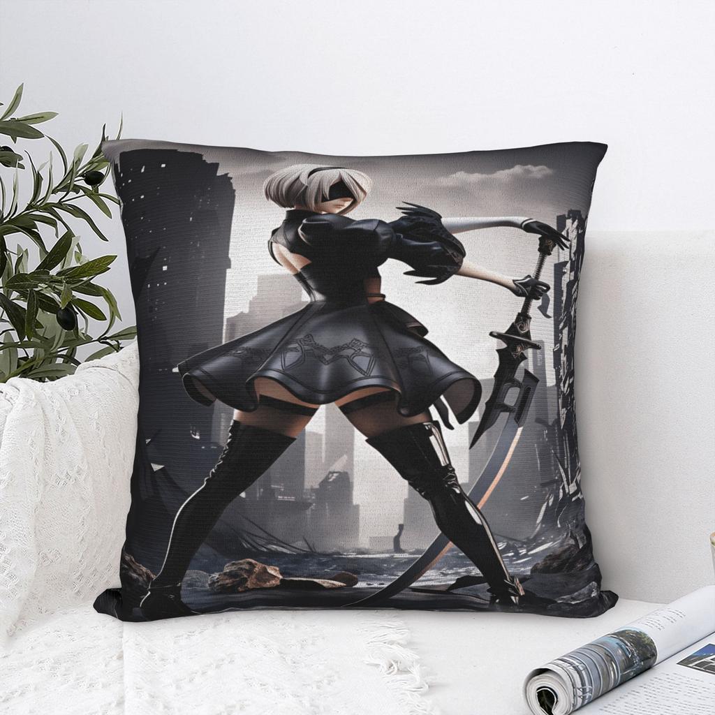 Game N-Nier Automata Pillow Cover Soft Cushion Cover Vintage Pillow Case For Sofa Home Decoration