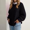 Women's Casual Long Sleeve Wool Hollow Out Sweaters For Women 2025 Trendy Lightweight Crochet Pullover Tops