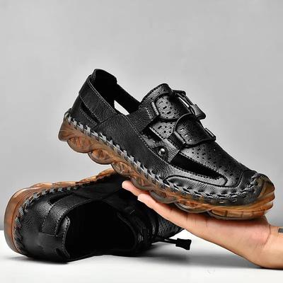 Sommer Herren Sandalen Handgemachte Lochschuhe Atmungsaktive Strandschuhe